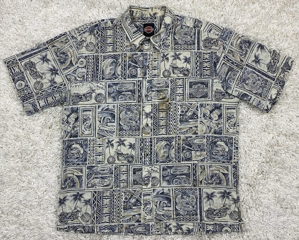 Vintage Harley-Davidson Tori Richard Hawaiian Shirt Mens XL Made in Hawaii